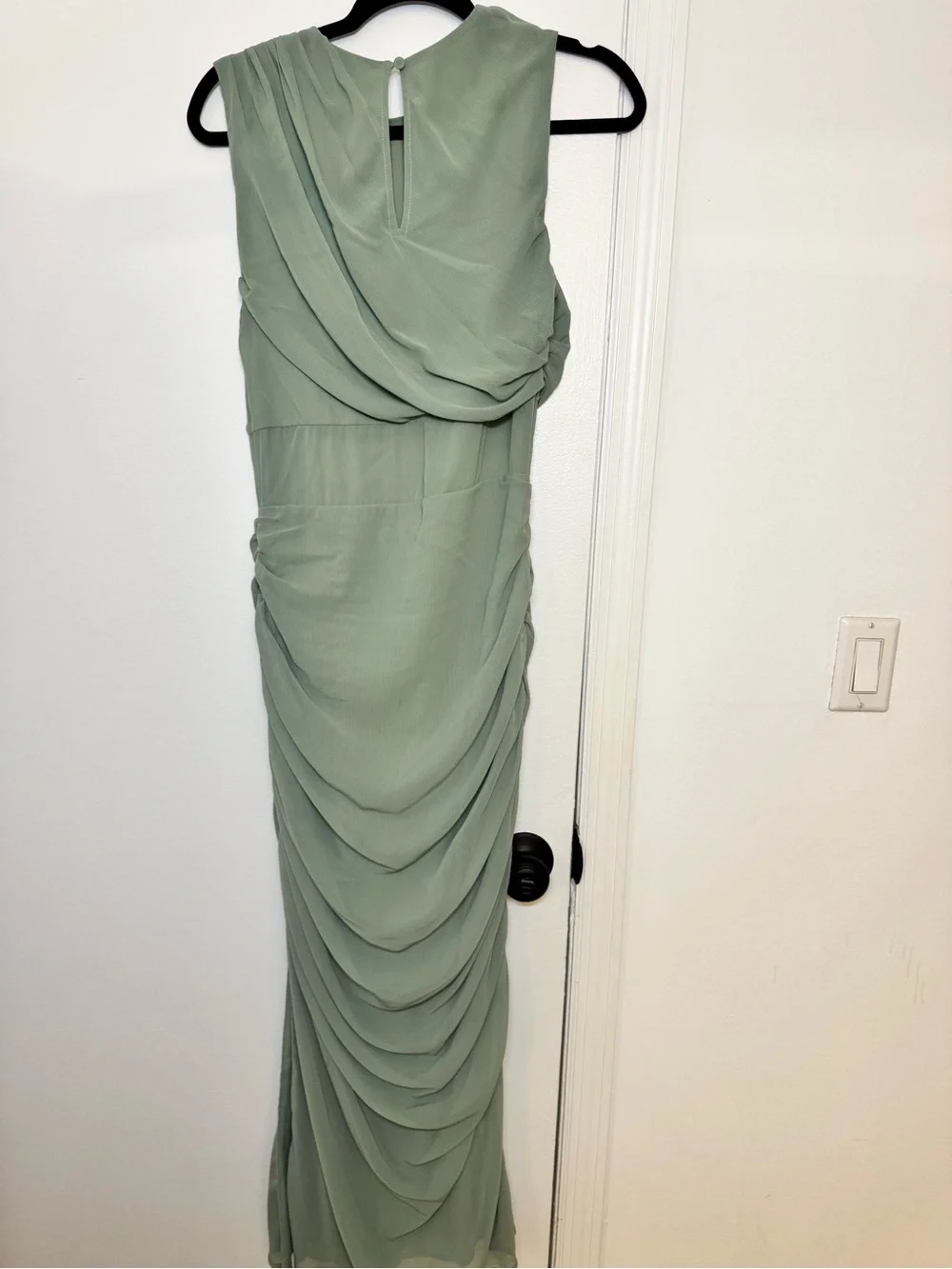 Abercrombie & Fitch One-Shoulder Sage Green Draped Gown